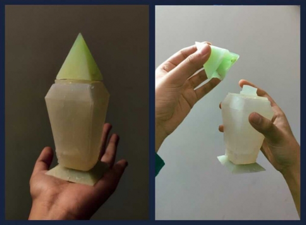 Due to the lack of resources, the ISDI student used soap as a substitute material for her mockup. Photo provided by Agrim Jain.