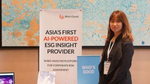 Kim Soo-young, an ESG analyst at Who’s Good, explains two methods the company uses to analyze ESG. ​​​​​​​Photo provided by Kim Soo-young